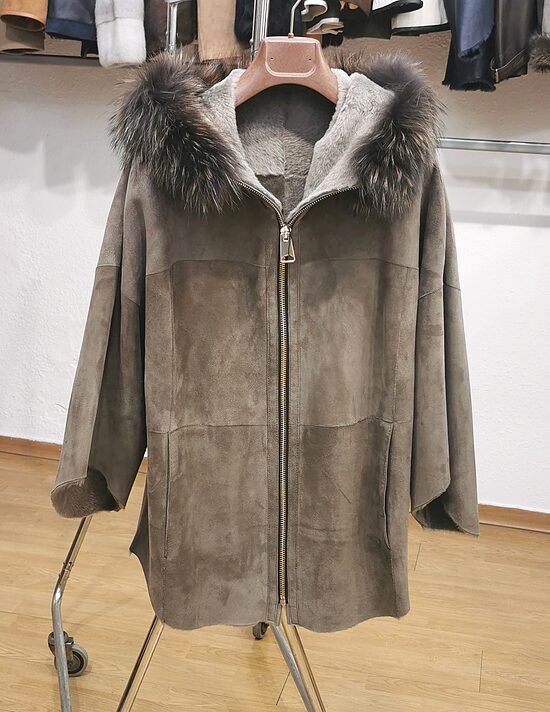 Chaqueta Piel Vuelta/ Capucha Fox