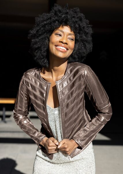 Chaqueta combinada Nappa/ Mesh